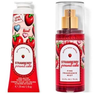 Bath & Body Works 🍓 Strawberry Pound Cake Hand Cream & Travel Size Mist Set